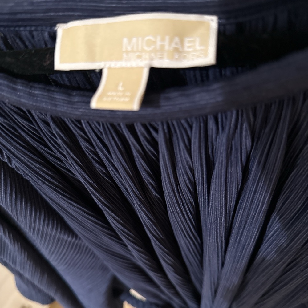 Michael Kors Navy Pleated Maxi Dress